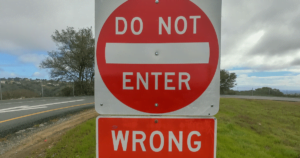 wrong-way sign